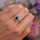 Ellibelle Jewellery Sapphire & Diamond White Gold Oval Cluster Dress Ring