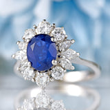 Ellibelle Jewellery Sapphire & Vari-Cut Diamond 18ct White Gold Cluster Ring (1.75cts)