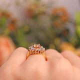 Ellibelle Jewellery Spessartine Garnet & Diamond 18ct Gold Cluster Ring