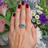 Ellibelle Jewellery Swiss Blue Topaz 18ct Gold Three-Stone Ring