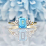 Ellibelle Jewellery Swiss Blue Topaz & Diamond 9ct Gold Seven-Stone Ring