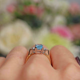 Ellibelle Jewellery Swiss Blue Topaz & Diamond 9ct Gold Seven-Stone Ring