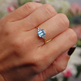 Ellibelle Jewellery Swiss Blue Topaz & Diamond 9ct Gold Seven-Stone Ring