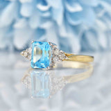 Ellibelle Jewellery Swiss Blue Topaz & Diamond 9ct Gold Seven-Stone Ring