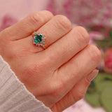 Ellibelle Jewellery Synthetic Emerald & Diamond 18ct Gold Bypass Ring