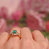 Ellibelle Jewellery Synthetic Emerald & Diamond 18ct Gold Bypass Ring