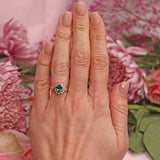Ellibelle Jewellery Synthetic Emerald & Diamond 18ct Gold Bypass Ring