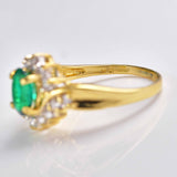 Ellibelle Jewellery Synthetic Emerald & Diamond 18ct Gold Bypass Ring