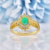Ellibelle Jewellery Synthetic Emerald & Diamond 18ct Gold Bypass Ring