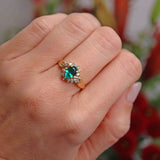 Ellibelle Jewellery Synthetic Emerald & Diamond 18ct Gold Bypass Ring