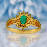 Ellibelle Jewellery Synthetic Emerald & Diamond 18ct Gold Bypass Ring