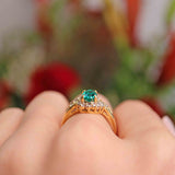 Ellibelle Jewellery Synthetic Emerald & Diamond 18ct Gold Bypass Ring