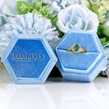 Ellibelle Jewellery Synthetic Emerald & Diamond 18ct Gold Bypass Ring