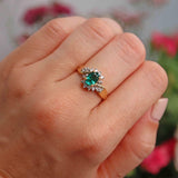 Ellibelle Jewellery Synthetic Emerald & Diamond 18ct Gold Crossover Ring