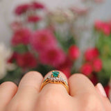 Ellibelle Jewellery Synthetic Emerald & Diamond 18ct Gold Crossover Ring