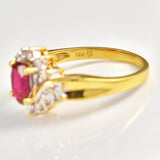 Ellibelle Jewellery Synthetic Ruby & Diamond 18ct Gold Crossover Ring