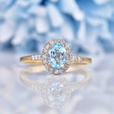 Ellibelle Jewellery Topaz & Diamond 9ct Gold Halo Ring