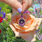 Ellibelle Jewellery Victorian Amethyst, Old Cut Diamond & Pearl 18ct Gold Pendant