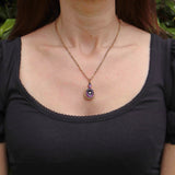 Ellibelle Jewellery Victorian Amethyst, Old Cut Diamond & Pearl 18ct Gold Pendant