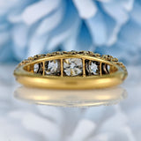 Ellibelle Jewellery Victorian Diamond 18ct Gold Five-Stone Carved Half Hoop Engagement Ring (1.40cts)