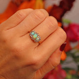 Ellibelle Jewellery Victorian Opal & Old-Cut Diamond 18ct Gold Triple Cluster Ring By Alabaster & Wilson