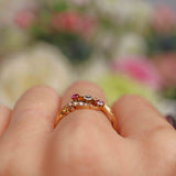 Ellibelle Jewellery Victorian Ruby, Diamond & Pearl 18ct Gold Ring