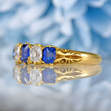 Ellibelle Jewellery Victorian Sapphire & Diamond 18ct Gold Five-Stone Ring