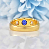 Ellibelle Jewellery Victorian Sapphire & Diamond 18ct Gold Gypsy Ring