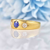 Ellibelle Jewellery Victorian Sapphire & Diamond 18ct Gold Gypsy Ring