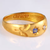 Ellibelle Jewellery Victorian Sapphire & Diamond 18ct Gold Starburst Gypsy Ring