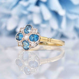 Ellibelle Jewellery Victorian Style London Topaz & Diamond 9ct Gold Clover Ring
