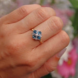 Ellibelle Jewellery Victorian Style London Topaz & Diamond 9ct Gold Clover Ring