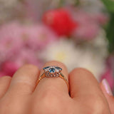 Ellibelle Jewellery Victorian Style London Topaz & Diamond 9ct Gold Clover Ring