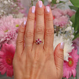 Ellibelle Jewellery Victorian Style Ruby & Diamond 9ct Gold Clover Ring