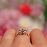 Ellibelle Jewellery Victorian Style Sapphire & Diamond 9ct Gold Clover Ring