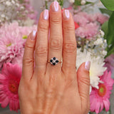 Ellibelle Jewellery Victorian Style Sapphire & Diamond 9ct Gold Clover Ring
