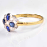 Ellibelle Jewellery Victorian Style Sapphire & Diamond 9ct Gold Clover Ring