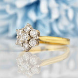 Ellibelle Jewellery Vintage 1 Carat Diamond 18ct Gold Daisy Cluster Ring