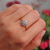 Ellibelle Jewellery Vintage 1 Carat Diamond 18ct Gold Daisy Cluster Ring