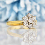 Ellibelle Jewellery Vintage 1 Carat Diamond 18ct Gold Daisy Cluster Ring