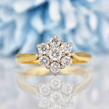 Ellibelle Jewellery Vintage 1 Carat Diamond 18ct Gold Daisy Cluster Ring