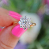 Ellibelle Jewellery Vintage 18ct Gold 1 Carat Diamond Daisy Cluster Ring