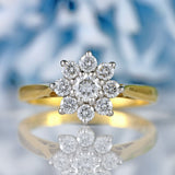 Ellibelle Jewellery Vintage 18ct Gold Diamond Daisy Cluster Ring (0.52cts)