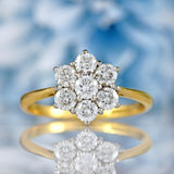 Ellibelle Jewellery Vintage 18ct Gold Diamond Daisy Cluster Ring (1.00ct)