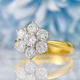 Ellibelle Jewellery Vintage 18ct Gold Diamond Daisy Cluster Ring (1.50cts)