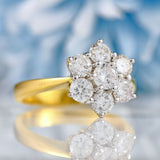 Ellibelle Jewellery Vintage 18ct Gold Diamond Daisy Cluster Ring (1.50cts)