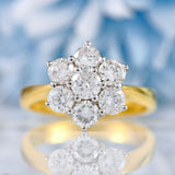 Ellibelle Jewellery Vintage 18ct Gold Diamond Daisy Cluster Ring (1.50cts)
