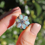 Ellibelle Jewellery Vintage 18ct Gold Opal Diamond Cluster Ring By Cropp & Farr