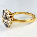 Ellibelle Jewellery Vintage 18ct Gold Sapphire & Diamond Cluster Dress Ring