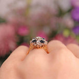 Ellibelle Jewellery Vintage 18ct Gold Sapphire & Diamond Cluster Dress Ring
